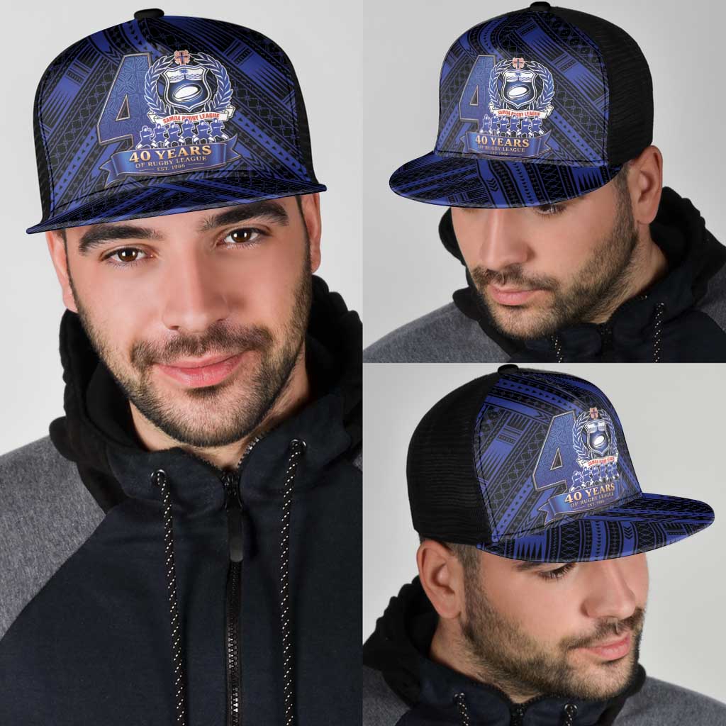 Toa Samoa 40th Anniversary Mesh Trucker Cap Royal Blue Tribal LT9 - Polynesian Pride