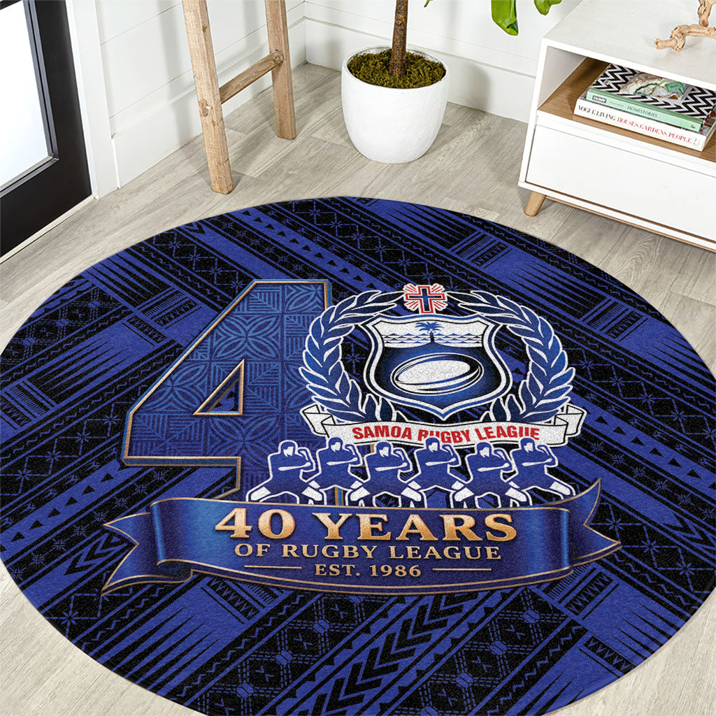 Toa Samoa 40th Anniversary Round Carpet Royal Blue Tribal LT9 Blue - Polynesian Pride