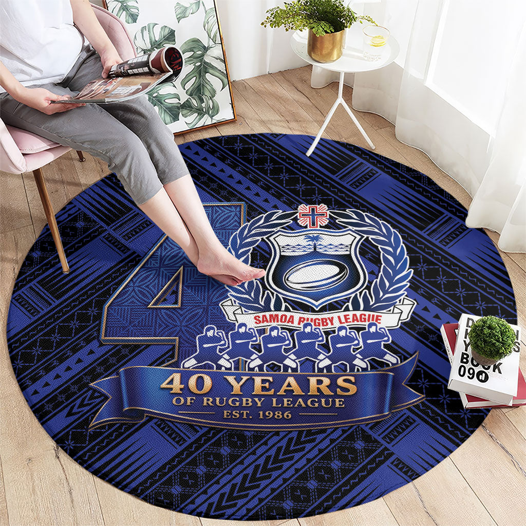 Toa Samoa 40th Anniversary Round Carpet Royal Blue Tribal LT9 - Polynesian Pride