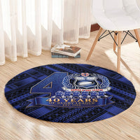 Toa Samoa 40th Anniversary Round Carpet Royal Blue Tribal LT9 - Polynesian Pride