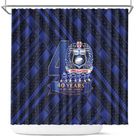 Toa Samoa 40th Anniversary Shower Curtain Royal Blue Tribal LT9 Blue - Polynesian Pride