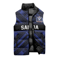 Toa Samoa 40th Anniversary Sleeveless Puffer Jacket Royal Blue Tribal LT9 - Polynesian Pride