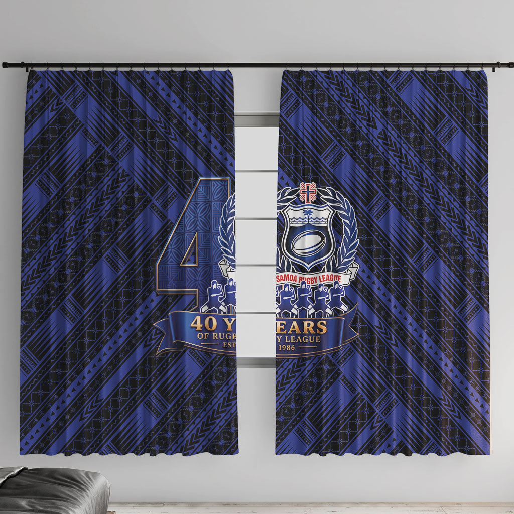 Toa Samoa 40th Anniversary Window Curtain Royal Blue Tribal LT9 With Hooks Blue - Polynesian Pride