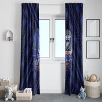 Toa Samoa 40th Anniversary Window Curtain Royal Blue Tribal LT9 - Polynesian Pride