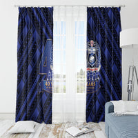 Toa Samoa 40th Anniversary Window Curtain Royal Blue Tribal LT9 - Polynesian Pride
