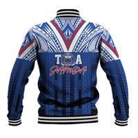 Toa Samoa Siva Tau Baseball Jacket Royal Blue Chevron Geometric Heritage LT9 - Polynesian Pride