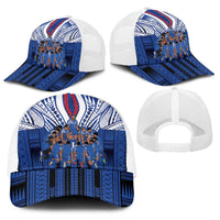 Toa Samoa Siva Tau Baseball Net Cap Royal Blue Chevron Geometric Heritage LT9 - Polynesian Pride
