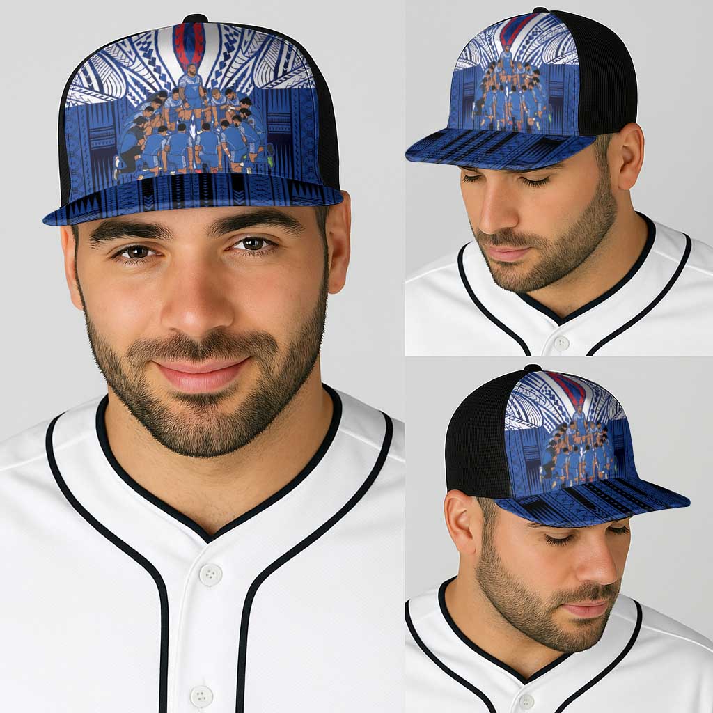 Toa Samoa Siva Tau Baseball Net Cap Royal Blue Chevron Geometric Heritage LT9 - Polynesian Pride