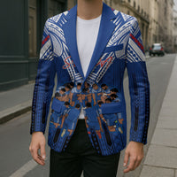 Toa Samoa Siva Tau Blazer Royal Blue Chevron Geometric Heritage LT9 - Polynesian Pride
