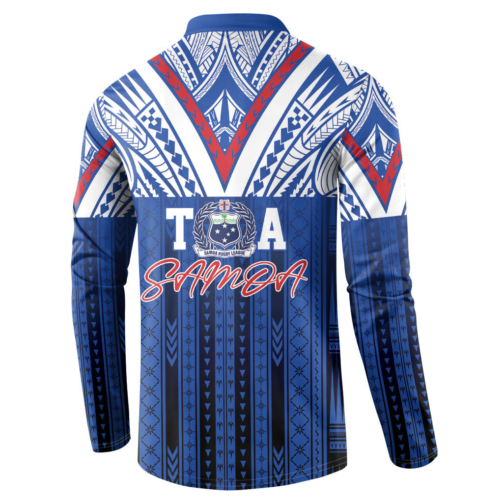 Toa Samoa Siva Tau Button Sweatshirt Royal Blue Chevron Geometric Heritage LT9 - Polynesian Pride