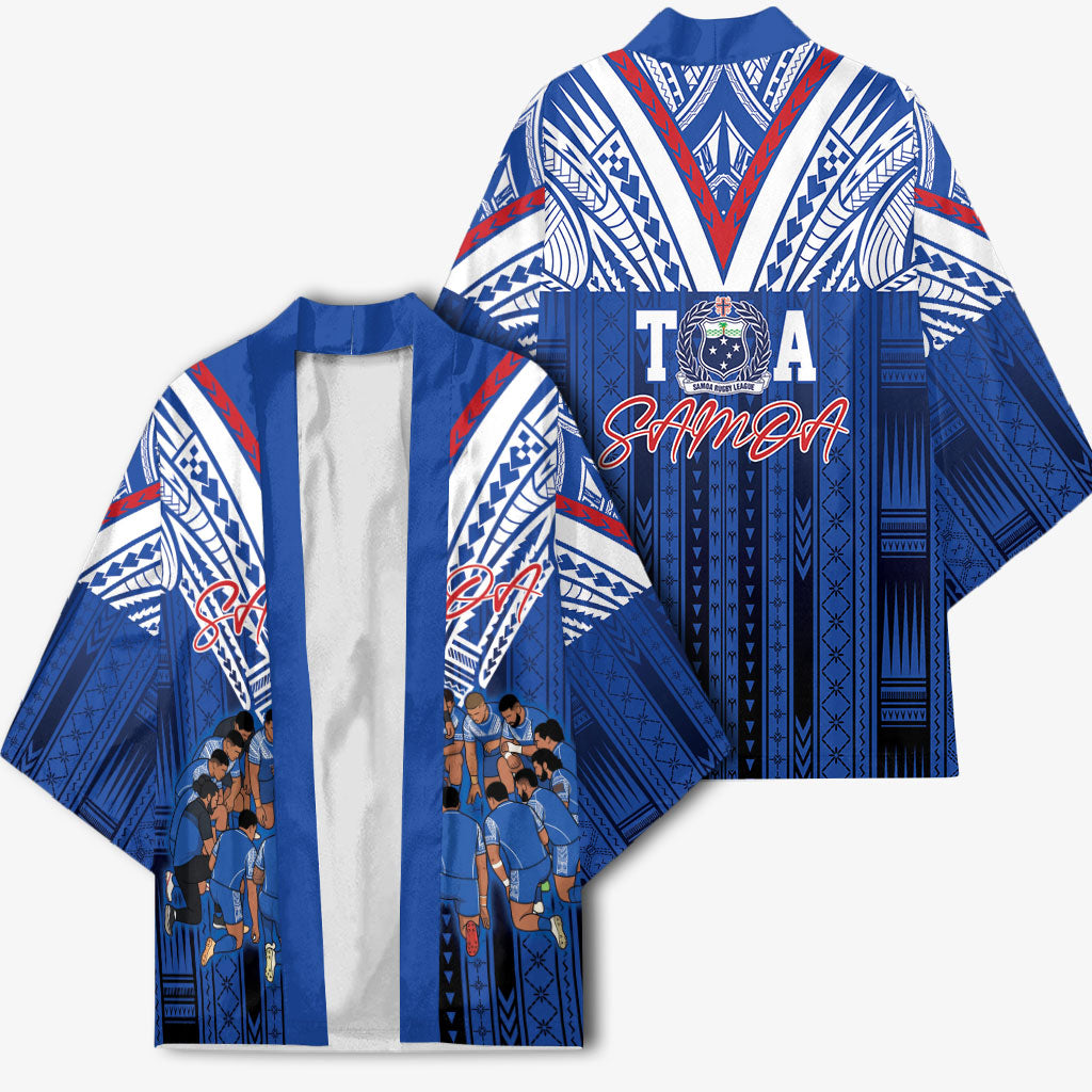Toa Samoa Siva Tau Kimono Royal Blue Chevron Geometric Heritage LT9 - Polynesian Pride