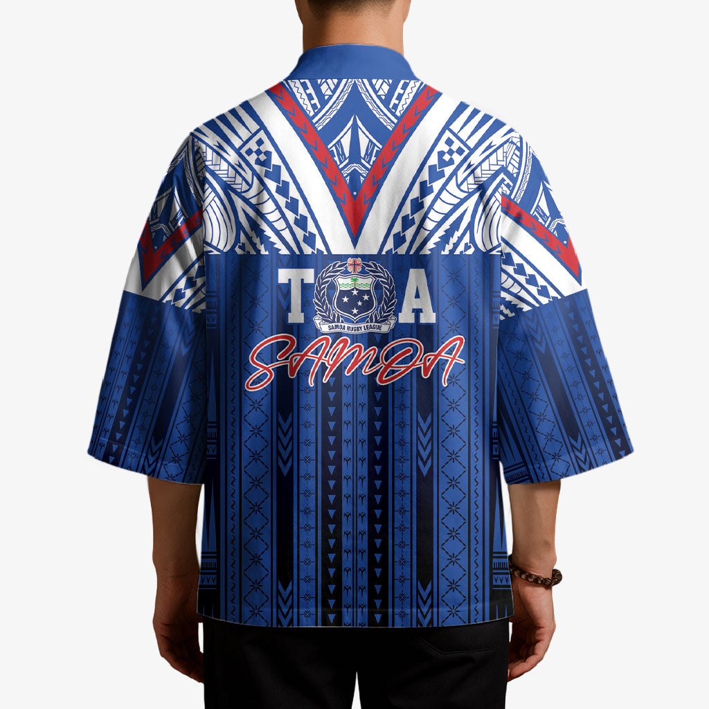 Toa Samoa Siva Tau Kimono Royal Blue Chevron Geometric Heritage LT9 - Polynesian Pride