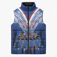 Toa Samoa Siva Tau Sleeveless Puffer Jacket Royal Blue Chevron Geometric Heritage LT9 Unisex Blue - Polynesian Pride