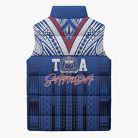 Toa Samoa Siva Tau Sleeveless Puffer Jacket Royal Blue Chevron Geometric Heritage LT9 - Polynesian Pride