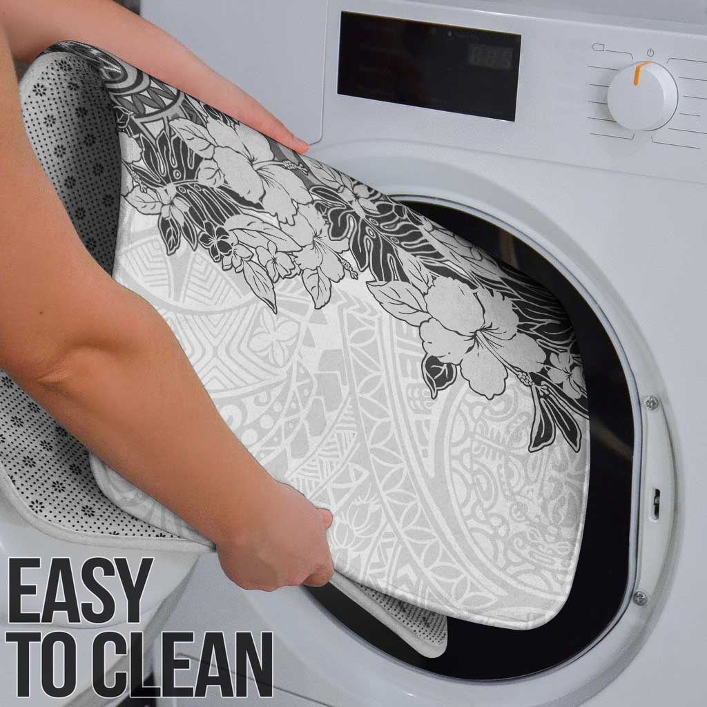 Polynesia Bathroom Set Hibiscus Hawaiian Tribal Tattoo Retro Gray - Polynesian Pride