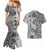 Polynesia Couples Matching Mermaid Dress and Hawaiian Shirt Hibiscus and Hawaiian Tribal Tattoo Retro Style Gray Color LT9 - Polynesian Pride