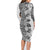 Polynesia Family Matching Long Sleeve Bodycon Dress and Hawaiian Shirt Hibiscus and Hawaiian Tribal Tattoo Retro Style Gray Color LT9 - Polynesian Pride