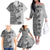 Polynesia Family Matching Off Shoulder Long Sleeve Dress and Hawaiian Shirt Hibiscus and Hawaiian Tribal Tattoo Retro Style Gray Color LT9 - Polynesian Pride