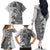 Polynesia Family Matching Off Shoulder Long Sleeve Dress and Hawaiian Shirt Hibiscus and Hawaiian Tribal Tattoo Retro Style Gray Color LT9 - Polynesian Pride