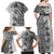 Polynesia Family Matching Off Shoulder Maxi Dress and Hawaiian Shirt Hibiscus and Hawaiian Tribal Tattoo Retro Style Gray Color LT9 - Polynesian Pride