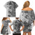 Polynesia Family Matching Off Shoulder Short Dress and Hawaiian Shirt Hibiscus and Hawaiian Tribal Tattoo Retro Style Gray Color LT9 - Polynesian Pride