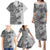 Polynesia Family Matching Puletasi Dress and Hawaiian Shirt Hibiscus and Hawaiian Tribal Tattoo Retro Style Gray Color LT9 - Polynesian Pride