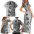 Polynesia Family Matching Short Sleeve Bodycon Dress and Hawaiian Shirt Hibiscus and Hawaiian Tribal Tattoo Retro Style Gray Color LT9 - Polynesian Pride