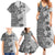 Polynesia Family Matching Summer Maxi Dress and Hawaiian Shirt Hibiscus and Hawaiian Tribal Tattoo Retro Style Gray Color LT9 - Polynesian Pride