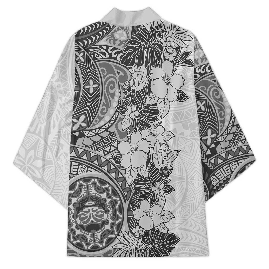 Polynesia Kimono Hibiscus Hawaiian Tribal Tattoo Retro Gray - Polynesian Pride