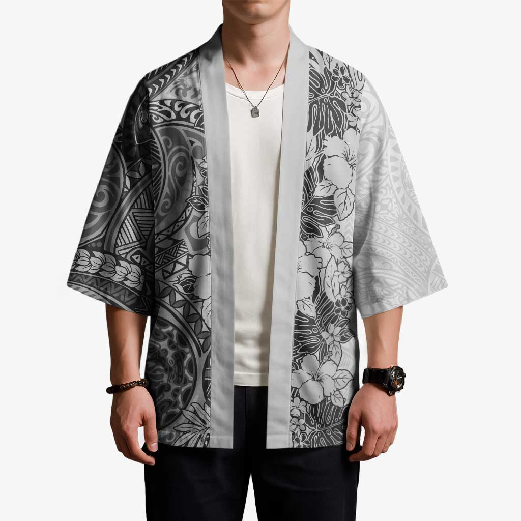 Polynesia Kimono Hibiscus Hawaiian Tribal Tattoo Retro Gray - Polynesian Pride