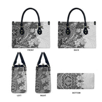 Polynesia Leather Bag Hibiscus Hawaiian Tribal Tattoo Retro Gray - Polynesian Pride