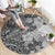 Polynesia Round Carpet Hibiscus and Hawaiian Tribal Tattoo Retro Style Gray Color LT9 - Polynesian Pride