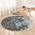 Polynesia Round Carpet Hibiscus and Hawaiian Tribal Tattoo Retro Style Gray Color LT9 - Polynesian Pride