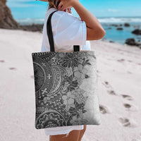Polynesia Tote Bag Hibiscus Hawaiian Tribal Tattoo Retro Gray - Polynesian Pride
