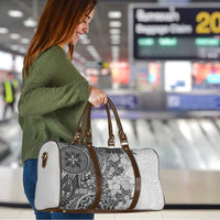 Polynesia Travel Bag Hibiscus Hawaiian Tribal Tattoo Retro Gray - Polynesian Pride