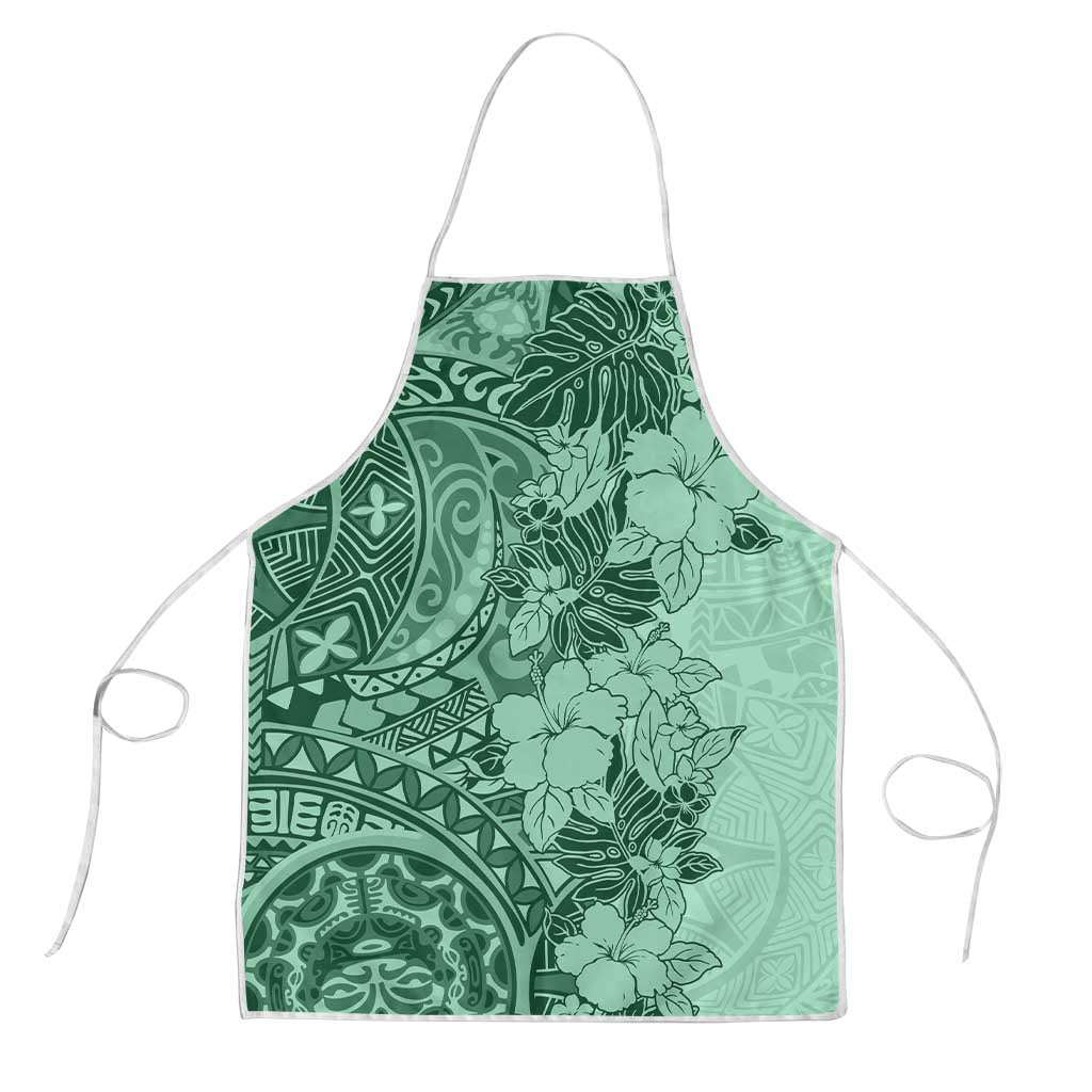 Polynesia Apron Hibiscus Hawaiian Tribal Tattoo Retro Green - Polynesian Pride