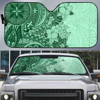 Polynesia Auto Sun Shade Hibiscus Hawaiian Tribal Tattoo Retro Green - Polynesian Pride