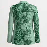 Polynesia Blazer Hibiscus Hawaiian Tribal Tattoo Retro Green - Polynesian Pride