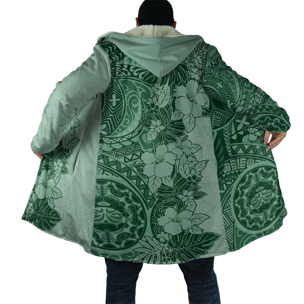 Polynesia Cloak Hibiscus Hawaiian Tribal Tattoo Retro Green - Polynesian Pride