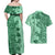 Polynesia Couples Matching Off Shoulder Maxi Dress and Hawaiian Shirt Hibiscus and Hawaiian Tribal Tattoo Retro Style Green Color LT9 - Polynesian Pride