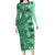 Polynesia Family Matching Long Sleeve Bodycon Dress and Hawaiian Shirt Hibiscus and Hawaiian Tribal Tattoo Retro Style Green Color LT9 Mom's Dress Green - Polynesian Pride