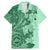 Polynesia Family Matching Mermaid Dress and Hawaiian Shirt Hibiscus and Hawaiian Tribal Tattoo Retro Style Green Color LT9 Dad's Shirt - Short Sleeve Green - Polynesian Pride