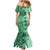 Polynesia Family Matching Mermaid Dress and Hawaiian Shirt Hibiscus and Hawaiian Tribal Tattoo Retro Style Green Color LT9 - Polynesian Pride