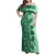 Polynesia Family Matching Off Shoulder Maxi Dress and Hawaiian Shirt Hibiscus and Hawaiian Tribal Tattoo Retro Style Green Color LT9 Mom's Dress Green - Polynesian Pride