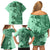 Polynesia Family Matching Off Shoulder Short Dress and Hawaiian Shirt Hibiscus and Hawaiian Tribal Tattoo Retro Style Green Color LT9 - Polynesian Pride