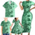 Polynesia Family Matching Short Sleeve Bodycon Dress and Hawaiian Shirt Hibiscus and Hawaiian Tribal Tattoo Retro Style Green Color LT9 - Polynesian Pride