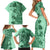 Polynesia Family Matching Short Sleeve Bodycon Dress and Hawaiian Shirt Hibiscus and Hawaiian Tribal Tattoo Retro Style Green Color LT9 - Polynesian Pride