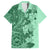 Polynesia Family Matching Short Sleeve Bodycon Dress and Hawaiian Shirt Hibiscus and Hawaiian Tribal Tattoo Retro Style Green Color LT9 Dad's Shirt - Short Sleeve Green - Polynesian Pride