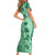 Polynesia Family Matching Short Sleeve Bodycon Dress and Hawaiian Shirt Hibiscus and Hawaiian Tribal Tattoo Retro Style Green Color LT9 - Polynesian Pride