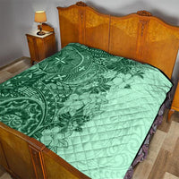 Polynesia Quilt Hibiscus and Hawaiian Tribal Tattoo Retro Style Green Color LT9 - Polynesian Pride